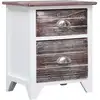Image de Table De Chevet Marron Et Blanc 38x28x45 Cm Bois De Paulownia Vidaxl
