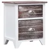 Image de vidaXL Table de chevet Marron et blanc 38x28x45 cm Bois de Paulownia