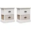 Image de 2 Pcs Tables De Chevet Blanc Et Naturel 38x28x45 Cm Paulownia Vidaxl