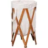 Image de Panier À Linge Pliable Crème Bois Et Tissu Vidaxl