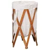 Image de vidaXL Panier à linge pliable Crème Bois et tissu