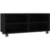Image de Meuble Tv Avec Roulettes Noir 90x35x35 Cm Bois D'ingénierie Vidaxl