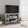 Image de Meuble TV - Design - 80x40x45 cm - Bois dingénierie - Gris béton - 4 étagères ouvertes