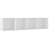 Image de Bibliothèque en bois dingénierie - vidaXL - 143x30x36 cm - Blanc - 4 compartiments - Montage au sol ou mural - Durable
