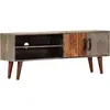Image de Meuble Tv Gris 130x30x46 Cm Bois Massif De Manguier Brut Vidaxl