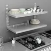 Image de vidaXL Étagère Murale à 2 Niveaux Etagère Flottante Etagère Suspendue Stockage Assiette Plat Cuisine Maison Intérieur Acier 51047