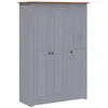 Image de Garde-robe 3 Portes Gris 118x50x171,5 Cm Pin Assortiment Panama Vidaxl