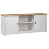 Image de Meuble Tv Blanc 120x40x50 Cm Bois De Pin Massif Gamme Panama Vidaxl