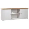 Image de vidaXL Meuble TV Blanc 120x40x50 cm Bois de pin massif Gamme Panama