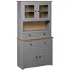 Image de vidaXL Buffet haut Gris 93x405x180 cm Pin Gamme Panama 282701