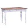 Image de Bureau Avec Tiroirs Blanc 117x57x75 Cm Bois D'acajou Massif Vidaxl