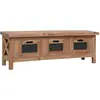 Image de Meuble Tv Avec 3 Tiroirs 120x30x40 Cm Bois D'acajou Massif Vidaxl