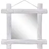Image de Miroir À Bûches Blanc 70x70 Cm Bois De Récupération Massif Vidaxl