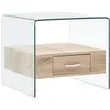 Image de Table Basse Avec Tiroir 50x50x45 Cm Verre Trempé Vidaxl