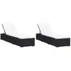 Image de Chaises Longues Avec Coussins Lot De 2 Résine Tressée Noir Vidaxl