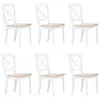 Image de Chaises À Manger Lot De 6 Blanc Et Bois Clair Bois Hévéa Massif Vidaxl