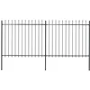 Image de vidaXL Clôture de jardin avec dessus en forme de lance en acier 359 x 150 cm Noir 277630