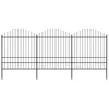 Image de vidaXL Clôture de jardin à dessus en lance Acier (175-2)x51 m Noir