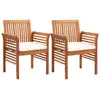 Image de Chaises À Manger De Jardin Et Coussins Lot De 2 Acacia Massif Vidaxl