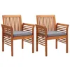 Image de Chaise de salle à manger - vidaXL - 2pcs - Bois dacacia massif - Coussin résistant à leau - Extérieur