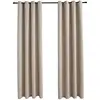 Image de Rideaux Occultants Avec Anneaux En Métal 2 Pcs Beige 140x225 Cm Vidaxl