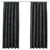 Image de Rideaux Occultants Et Crochet 2pcs Velours Anthracite 140x175cm Vidaxl