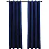 Image de Rideaux Occultants Et Anneaux 2pcs Velours Bleu Foncé 140x245cm Vidaxl