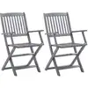 Image de Chaises Pliables D'extérieur Lot De 2 Bois D'acacia Solide Vidaxl