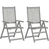 Image de Chaises Inclinables De Jardin Lot De 2 Gris Bois Solide Acacia Vidaxl