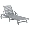 Image de Chaise Longue De Jardin Gris Bois D'acacia Solide Vidaxl