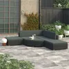 Image de vidaXL Salon de jardin 6 pcs avec coussins Résine tressée Noir 46752