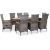 Image de vidaXL Salon de Jardin 9 pcs avec Coussins Mobilier à Dîner dExtérieur Ensemble de Salle à Manger Table et Chaises de Patio 46044
