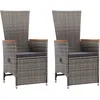 Image de Chaise Inclinable De Jardin 2pc Et Coussins Résine Tressée Gris Vidaxl
