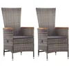 Image de vidaXL Chaises dextérieur 2 pcs avec coussins Résine tressée Gris
