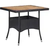 Image de Table D'extérieur Noir Résine Tressée Et Bois D'acacia Solide Vidaxl