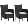Image de Chaises De Jardin Lot De 2 Résine Tressée Noir Vidaxl
