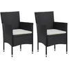 Image de Chaises de jardin en résine tressée - vidaXL - Lot de 2 - Noir - Avec accoudoirs - Extérieur