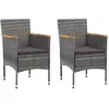 Image de Chaises À Manger De Jardin Lot De 2 Résine Tressée Gris Vidaxl