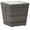 Image de Table À Thé Gris 41,5x41,5x43 Cm Résine Tressée Et Verre Trempé Vidaxl