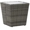 Image de vidaXL Table à thé Gris 415x415x43 cm Résine tressée et verre trempé