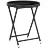 Image de Table À Thé Noir 60 Cm Résine Tressée Et Verre Trempé Vidaxl