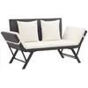 Image de Banc De Jardin Avec Coussins 176 Cm Noir Résine Tressée Vidaxl