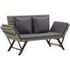 Image de Banc De Jardin Avec Coussins 176 Cm Gris Résine Tressée Vidaxl