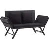 Image de Banc De Jardin Avec Coussins 176 Cm Noir Résine Tressée Vidaxl