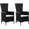 Image de Chaises D'extérieur Lot De 2 Avec Coussins Résine Tressée Noir Vidaxl
