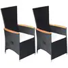 Image de Chaise Inclinable De Jardin 2pc Et Coussins Résine Tressée Noir Vidaxl