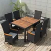 Image de vidaXL Acacia Mobilier à Dîner dExtérieur 7 pcs Table et Chaises de Jardin Ensemble de Salle à Manger Patio Terrasse Résine 48013
