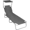 Image de Chaise Longue Pliable Avec Auvent Gris Aluminium Vidaxl