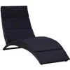 Image de vidaXL Transat avec coussin Résine tressée Noir