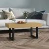Image de Table Basse Marron Clair Et Noir 90x45x40 Cm Mdf Et Fer Vidaxl